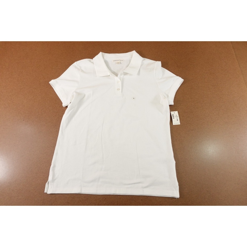 Aeropostale Womens Size XL White Short Sleeve Uniform Pique Polo NWT